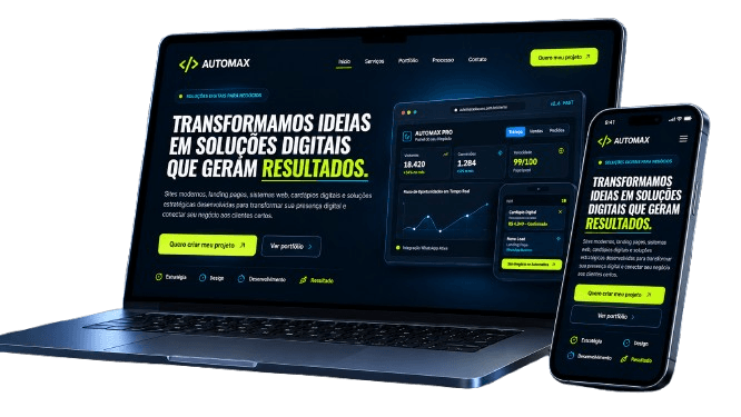 Automax Soluções Digitais - Dashboard no Computador e Celular
